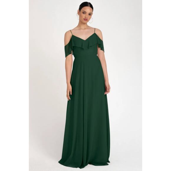 ANTHROPOLOGIE x BHLDN JENNY YOO Mila Maxi Dress Forest Green {I39} - Picture 1 of 7
